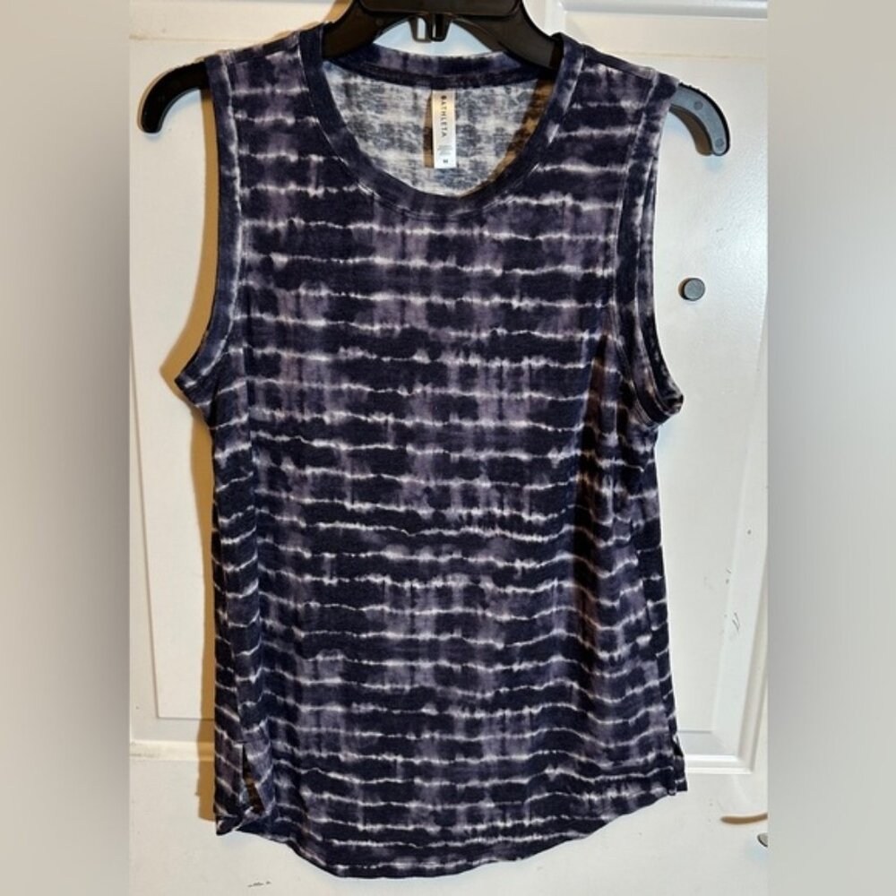 Athleta Women's Breezy Stripe Tank #980760 Tie Dye Stripe Navy Size Med